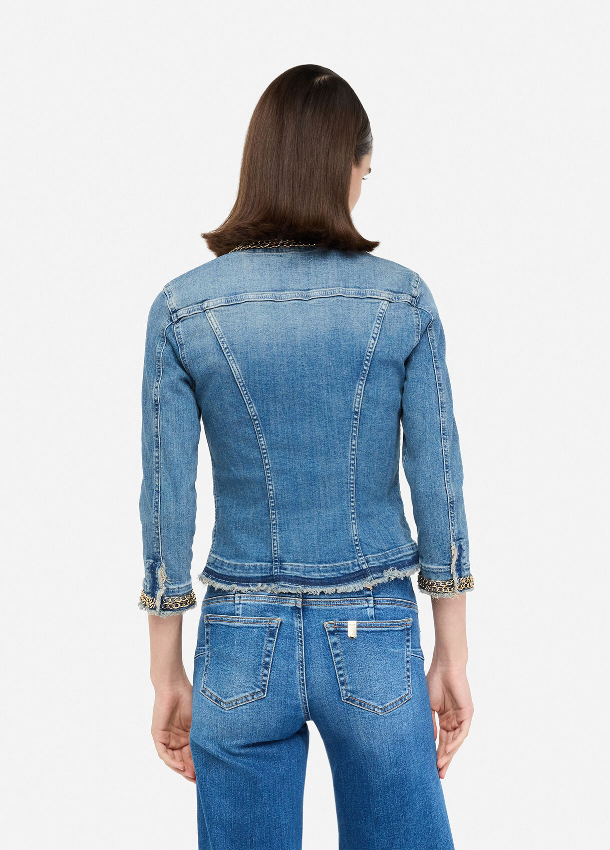 Denim jacket with jewel chains colour blue denim | Liu Jo